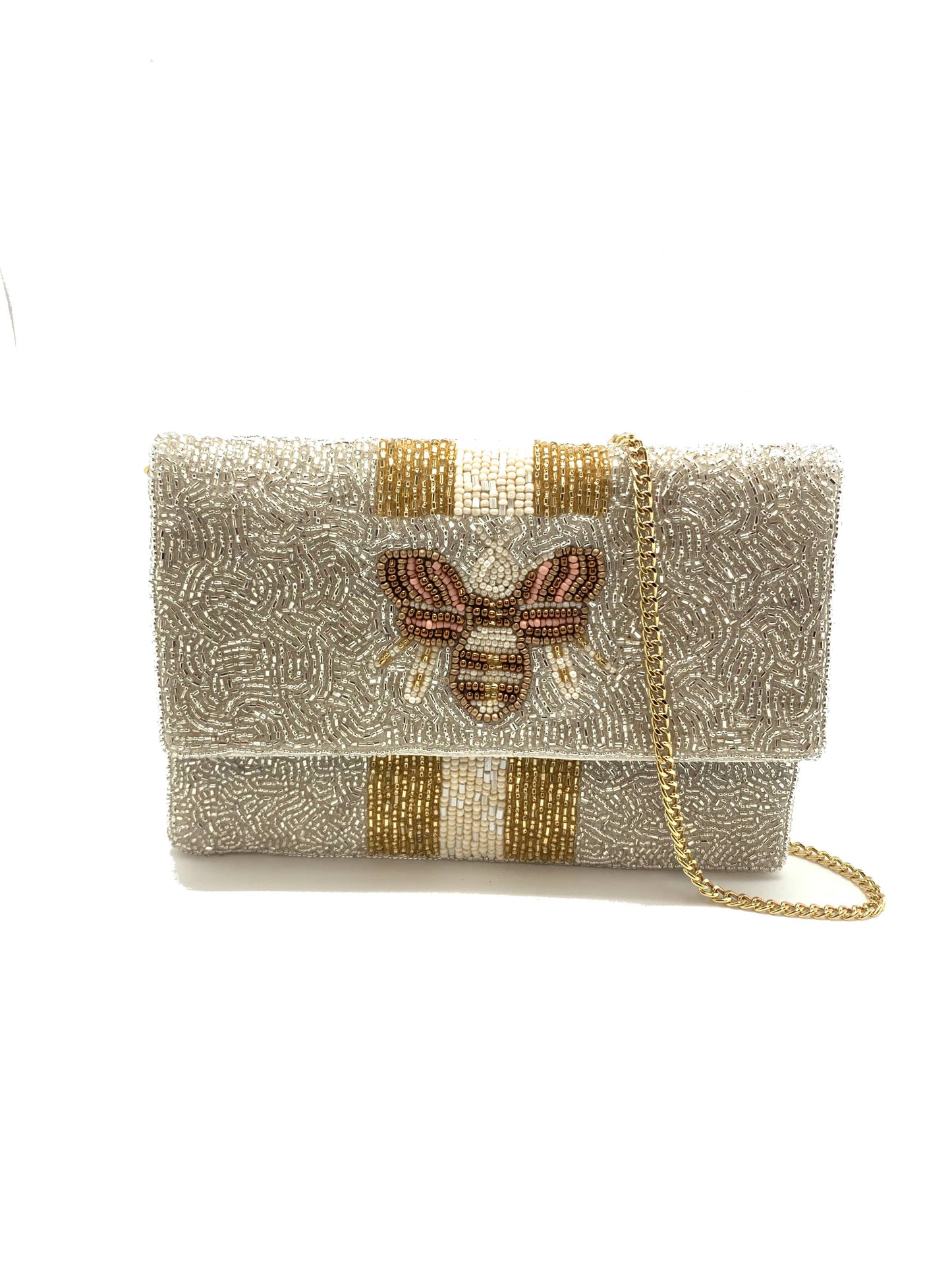 Golden Bee mini beaded clutch