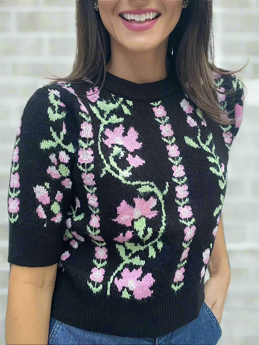 Blake Floral Cropped Sweater - FINAL SALE