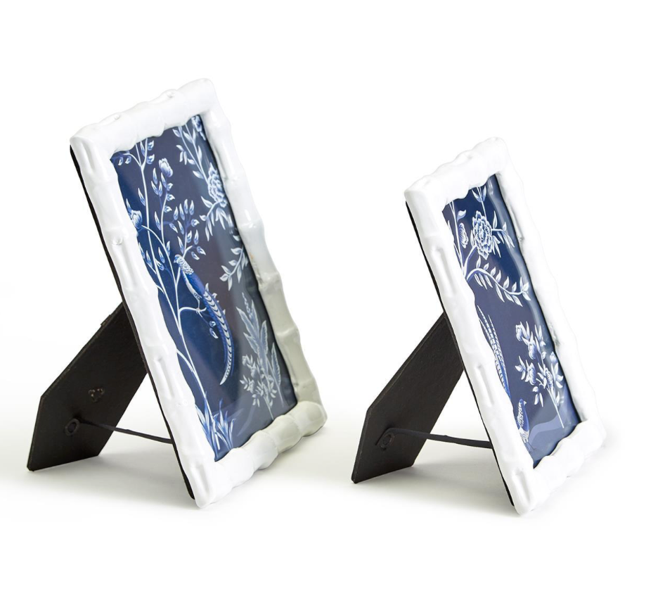 Celeste Set of 2 High Gloss Faux Bamboo Photo Frame white