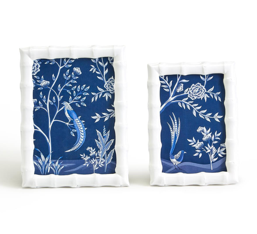 Celeste Set of 2 High Gloss Faux Bamboo Photo Frame white