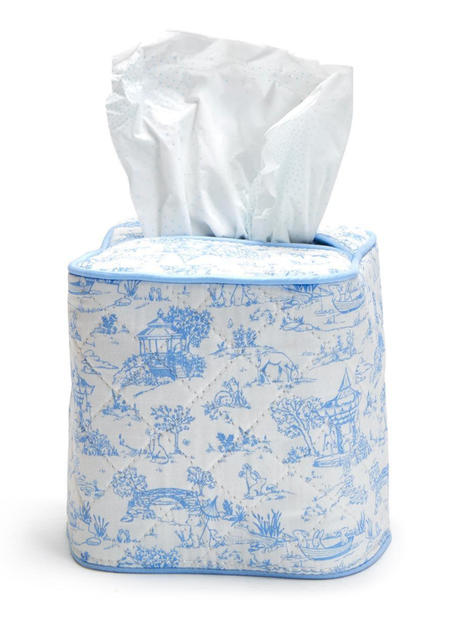 Animal Toile Quilted Tissue Box Cover Assorted 2 Colors: Pink and Blue