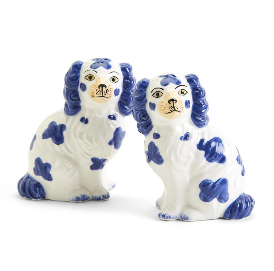 Staffordshire Dog Salt and Pepper Shaker Set - Hand-Painted Ceramic