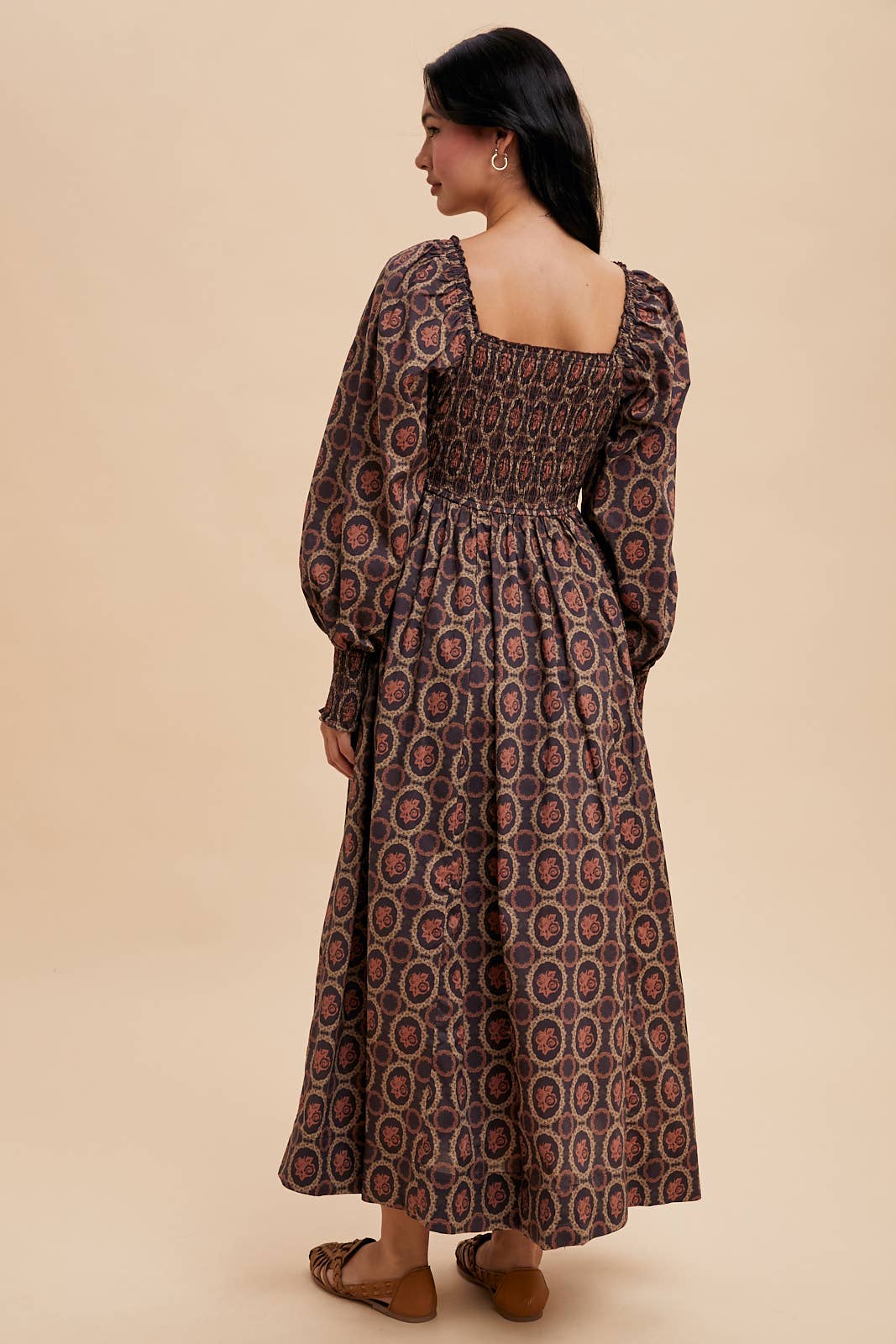 The Gretchen smocked square neck maxi dress