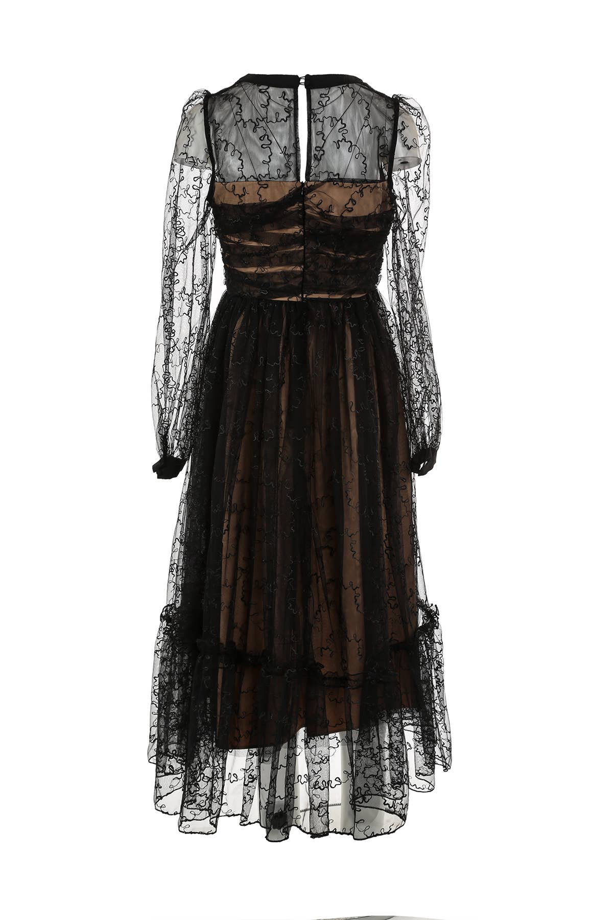 Eloise Embellished Bow & Embroidered Mesh Maxi Dress - FINAL SALE