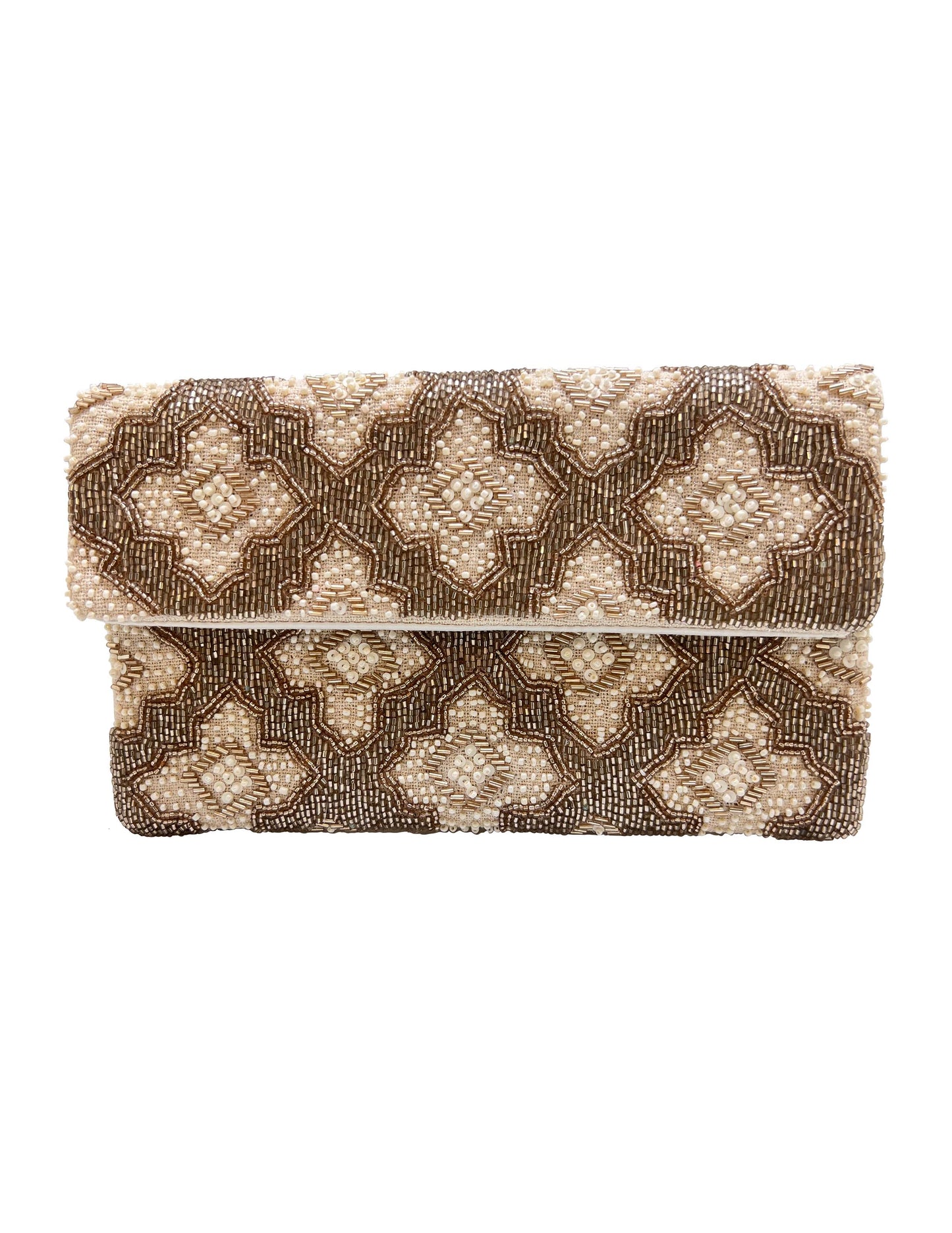 Daisy mosaic beaded clutch