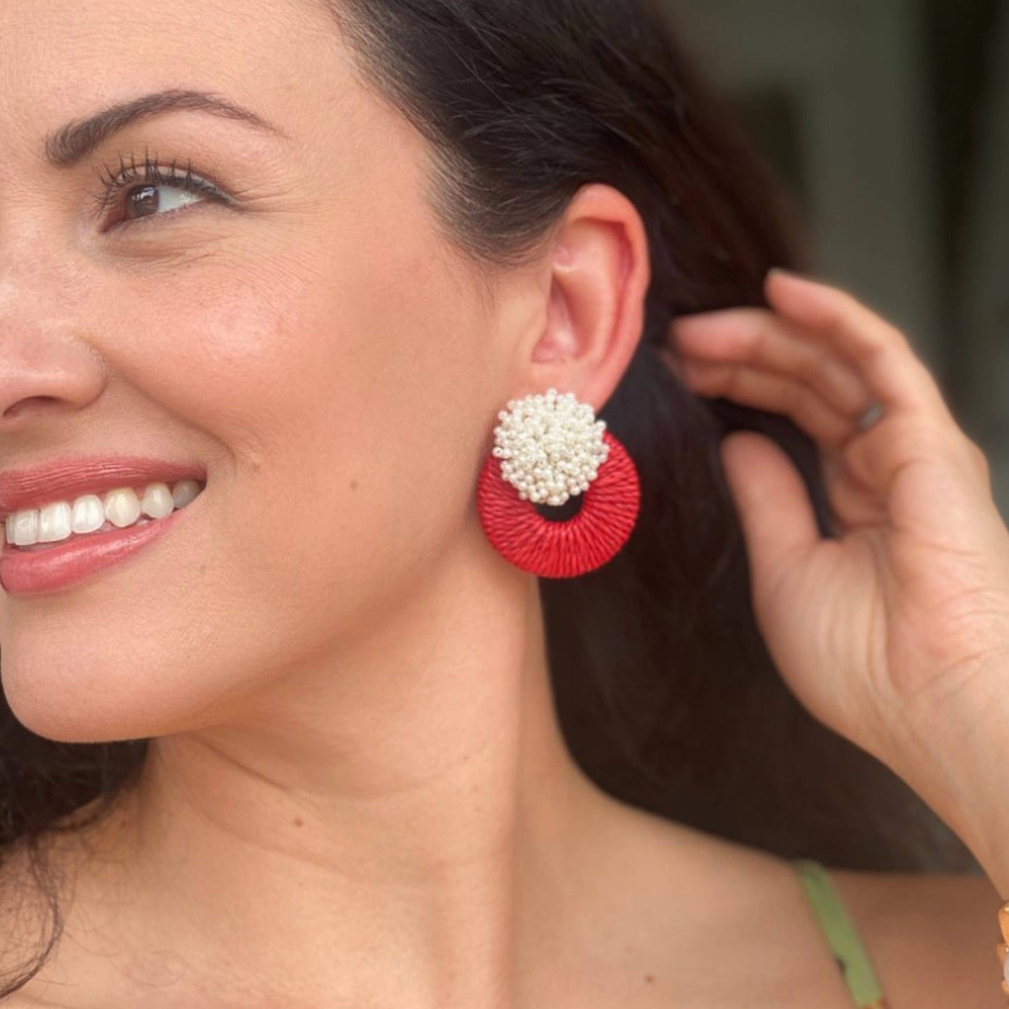 Mia Raffia Earrings Red
