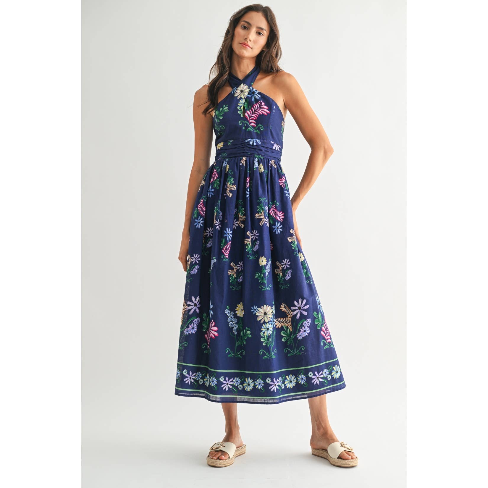 mariella floral halter midi dress The Mila Floral Midi Halter Dress Southern Gall