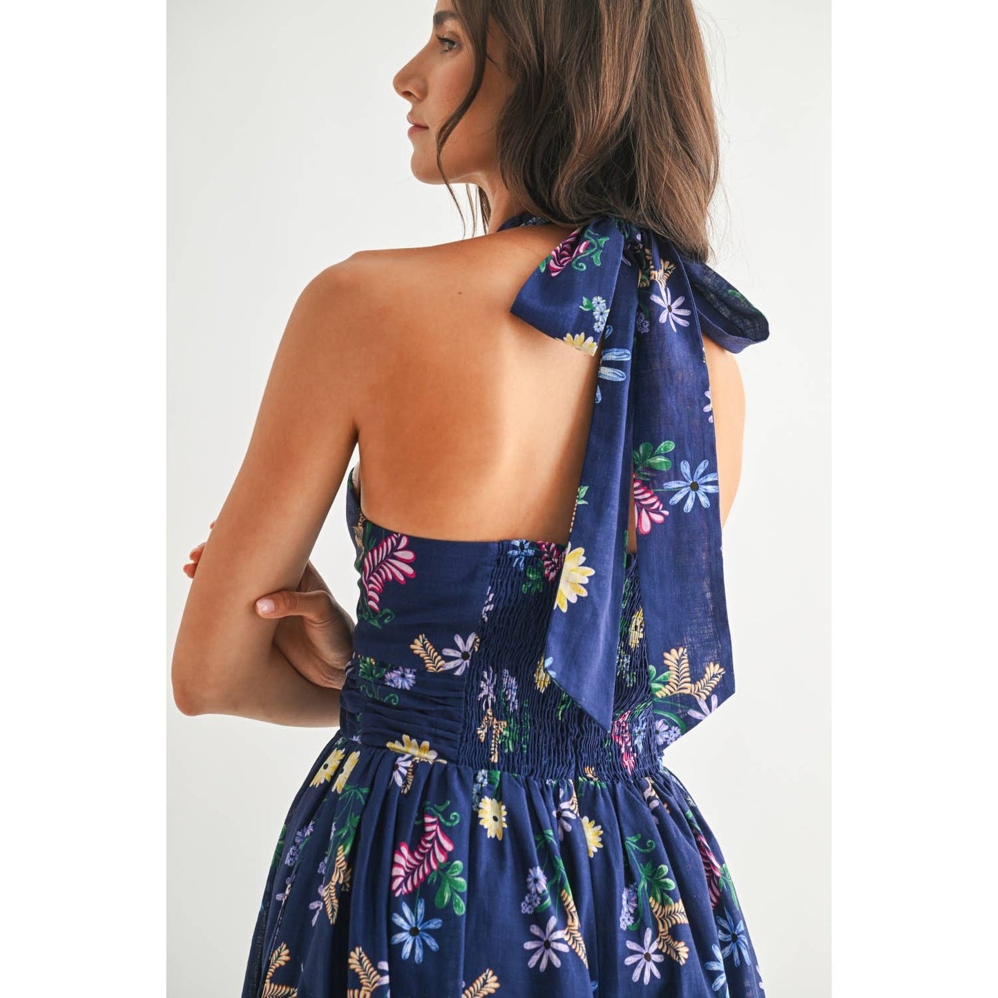 The Mila Floral Midi Halter Dress
