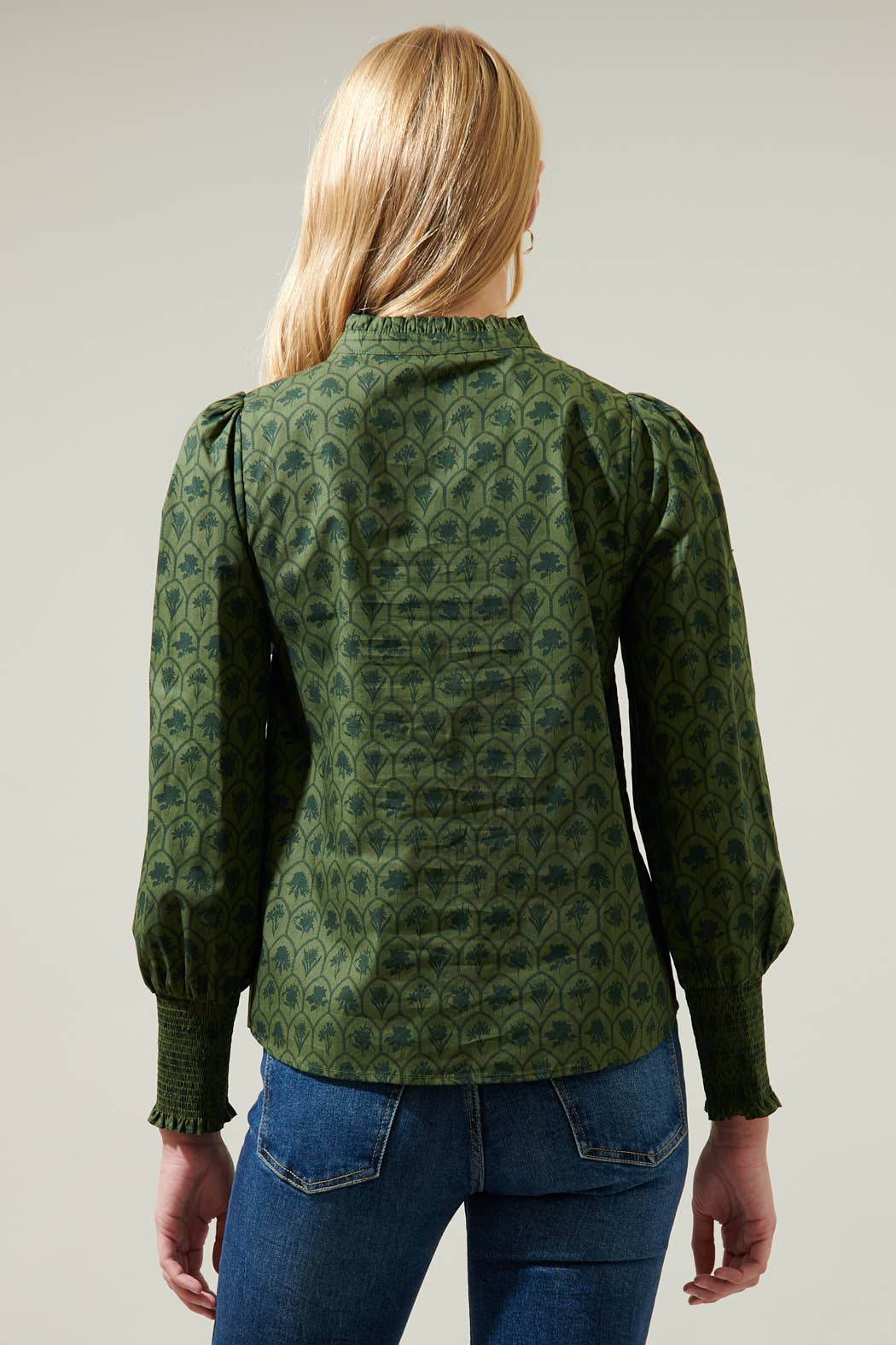 Kelly Floral Button Down Top Olive - FINAL SALE