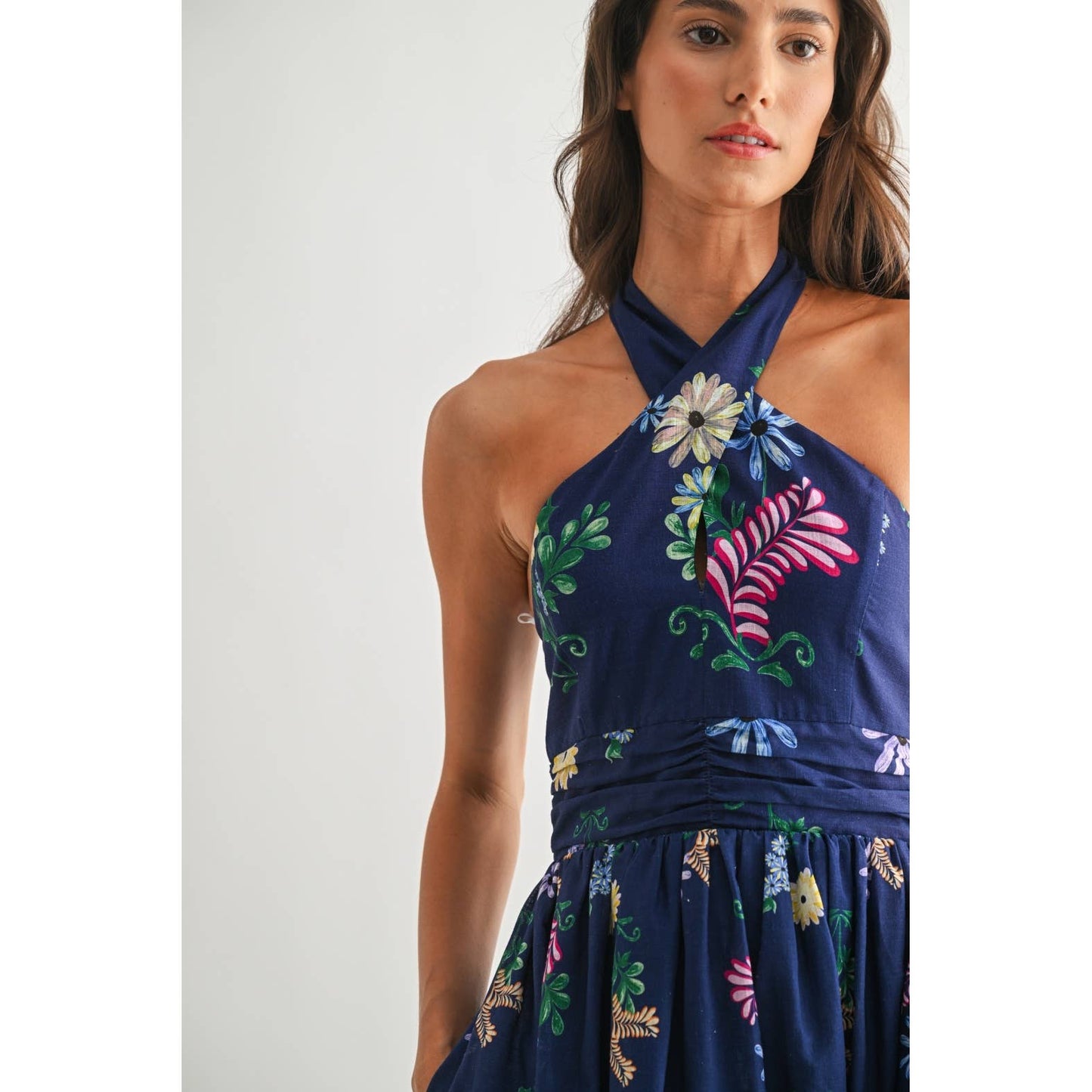 The Mila Floral Midi Halter Dress