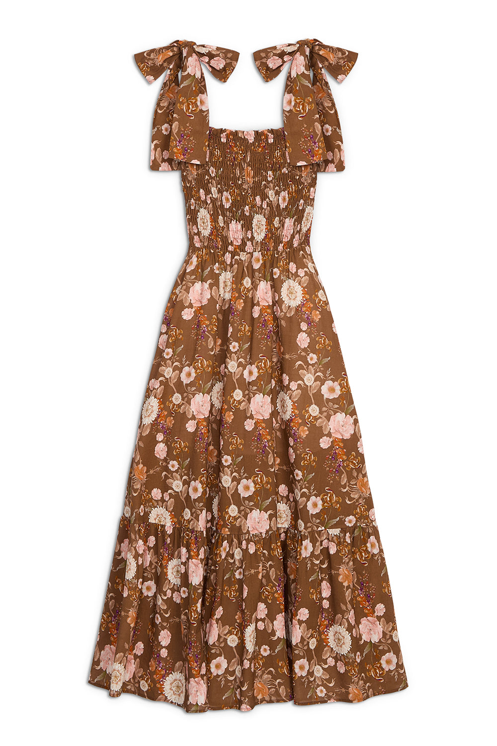 The Maeve Bow Maxi Dress Brown Chinoiserie