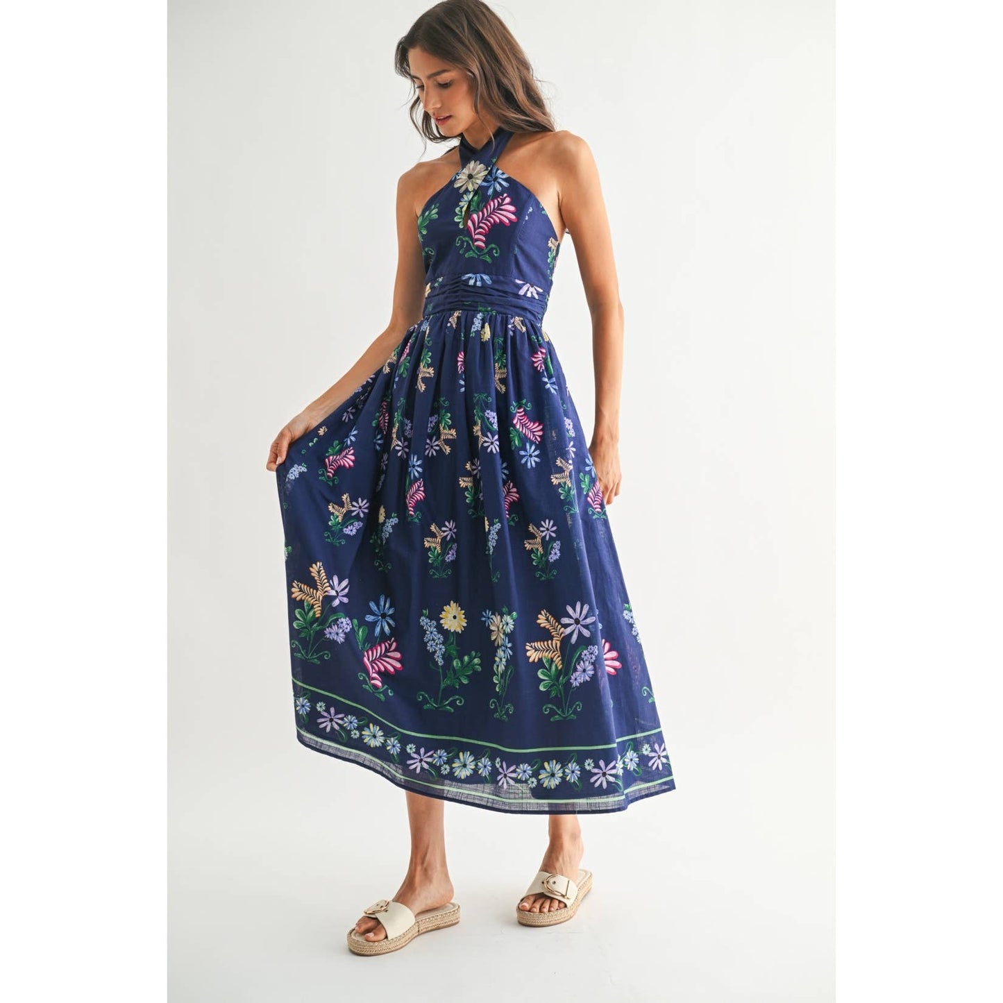 The Mila Floral Midi Halter Dress