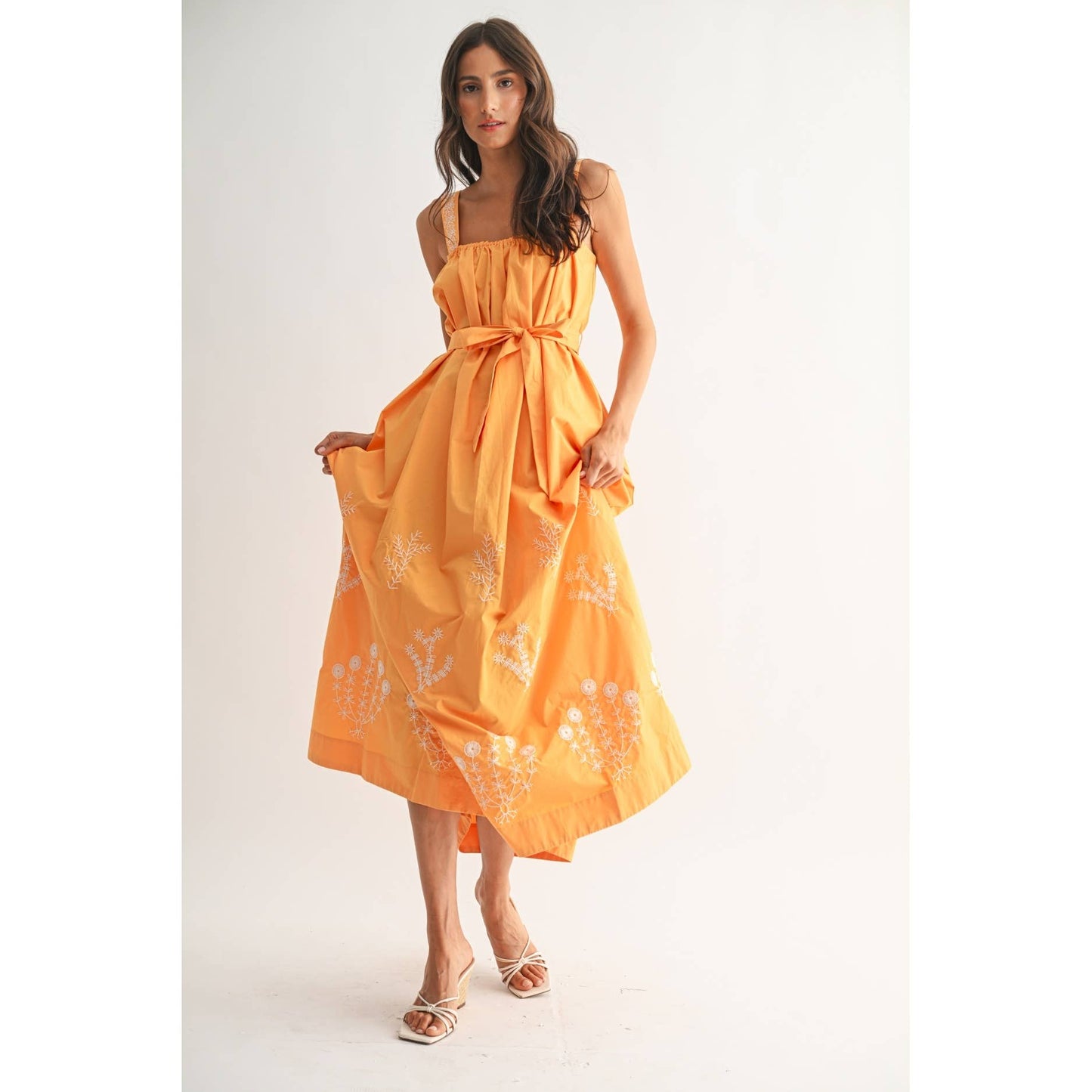 The Willa Embroidered Orange Sundress