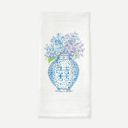 Ginger Jar with Hydrangeas Tea Towel