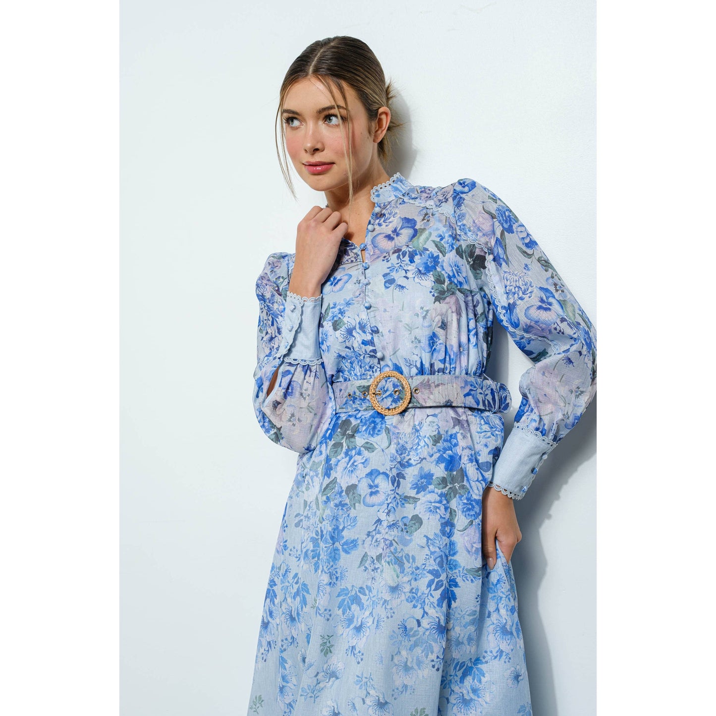 The Mitchell Long Sleeve Floral Belted Maxi Dress - FINAL SALE