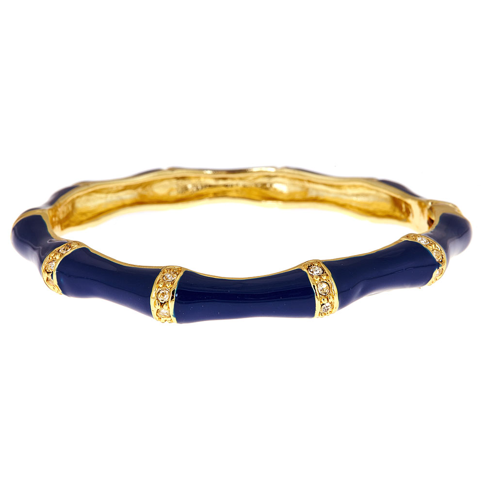 Enamel Stone Bamboo Bracelet: Navy