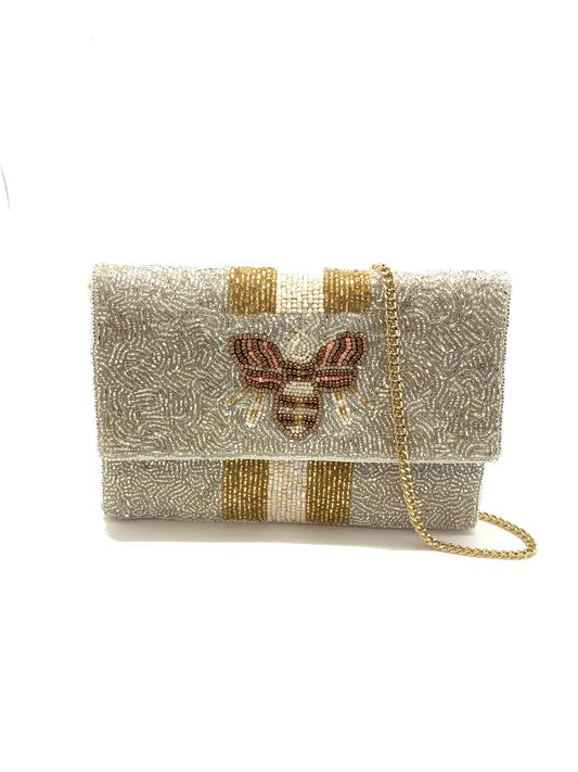 Golden Bee mini beaded clutch