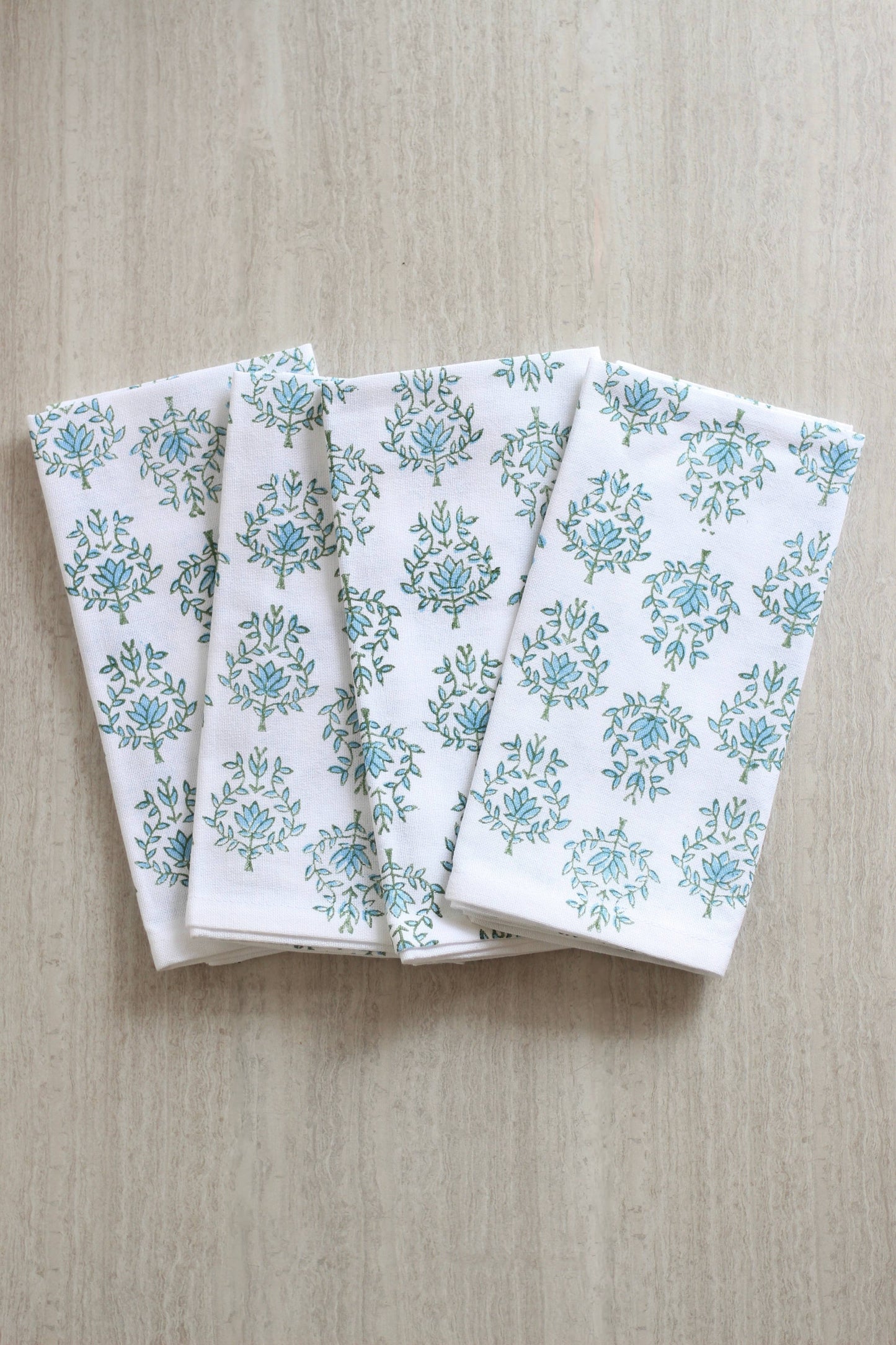 Dinner Napkins (set of 4) - Lotus, Sage & Uniform Blue