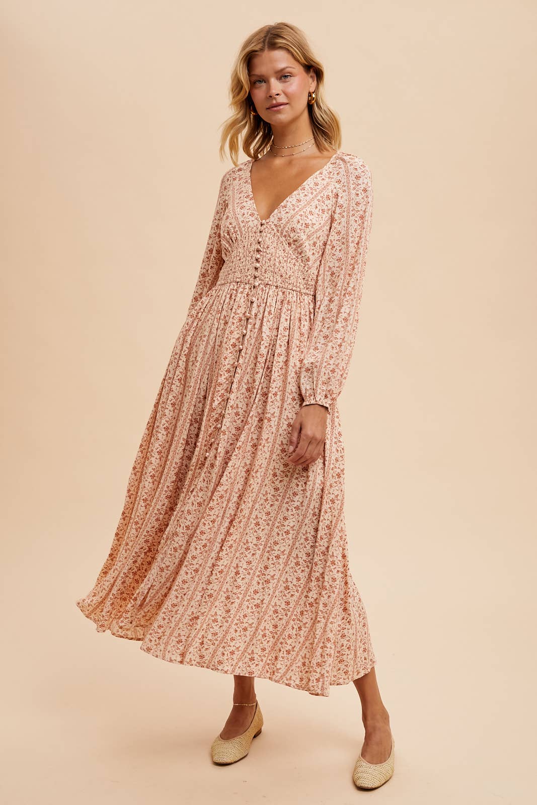 The Megan floral maxi dress in clay - FINAL SALE