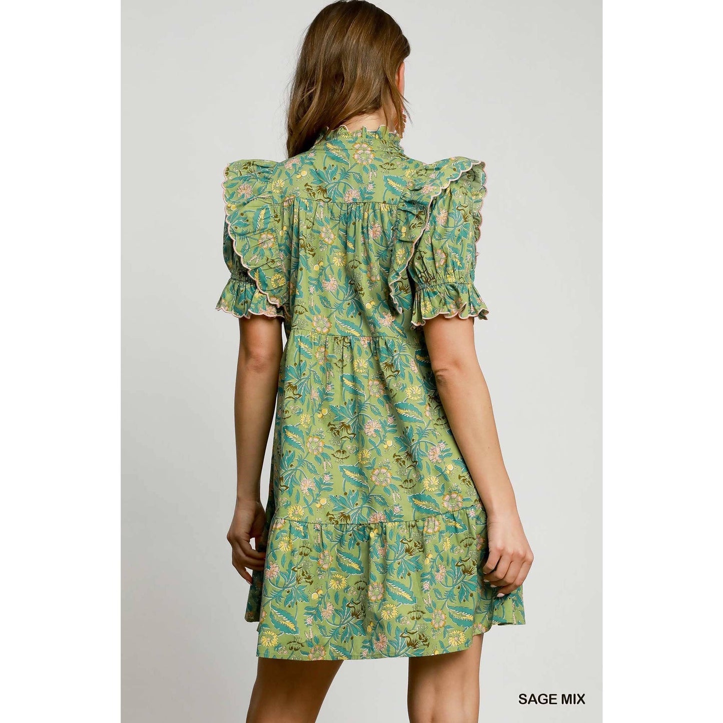 The Mila Sage Block Print Dress