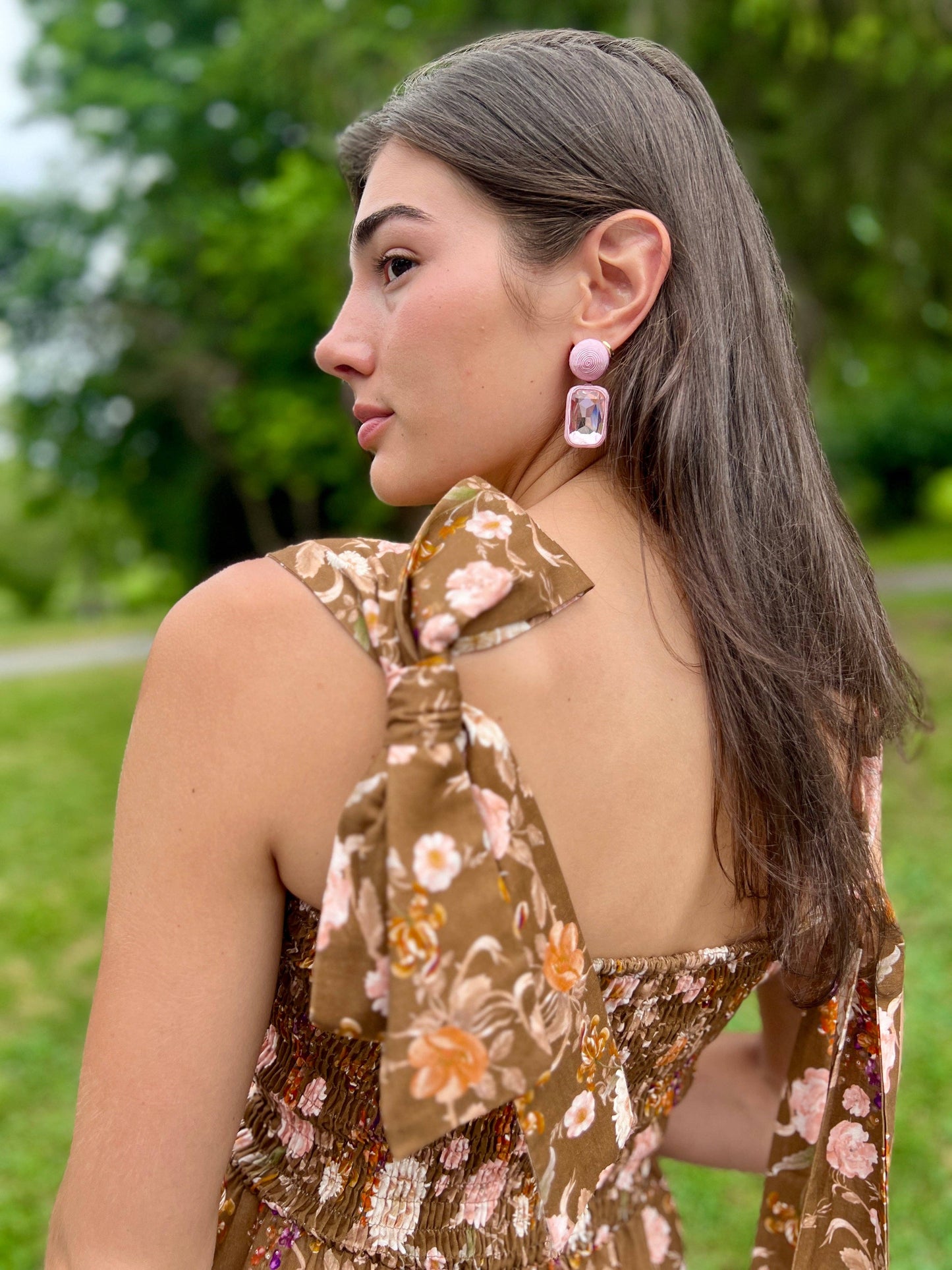 The Maeve Bow Maxi Dress Brown Chinoiserie