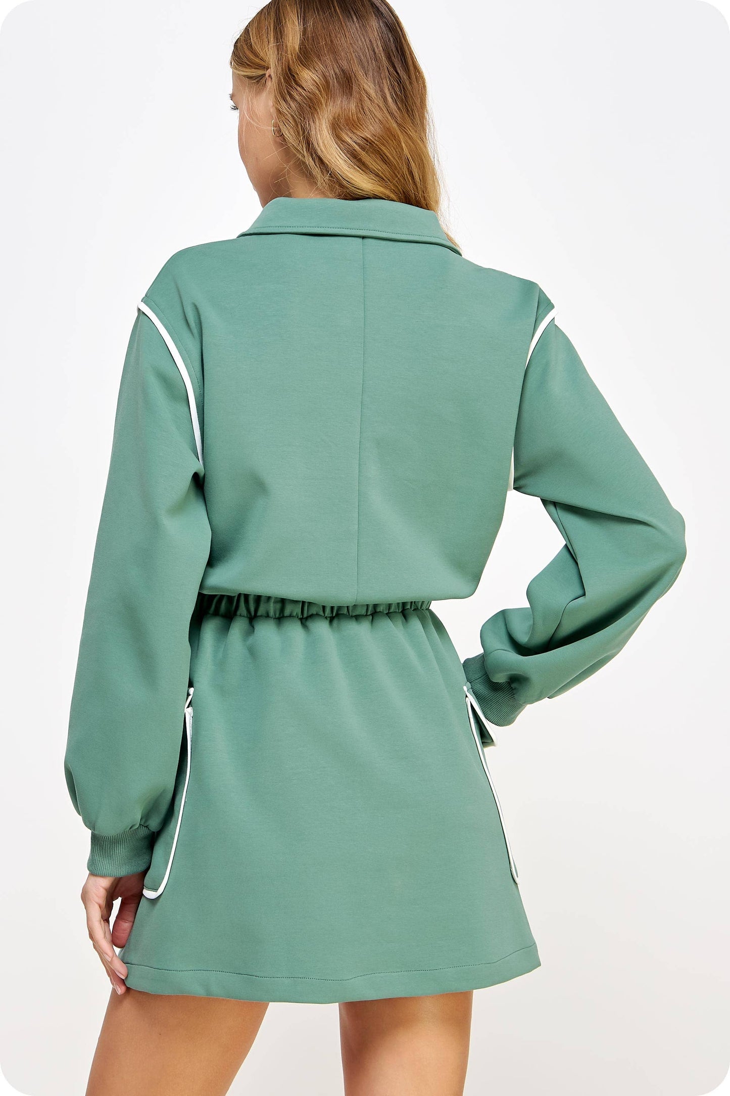 Elle Mini Dress light evergreen & white - FINAL SALE