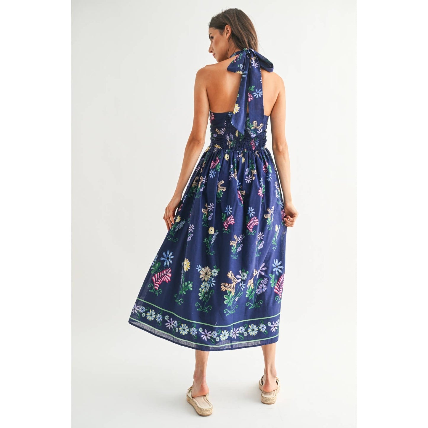 The Mila Floral Midi Halter Dress