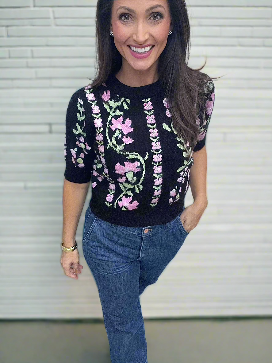 Blake Floral Cropped Sweater - FINAL SALE