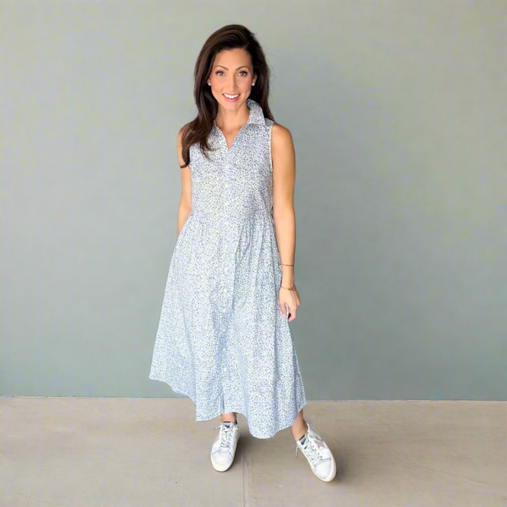 The Jane Floral midi shirt dress