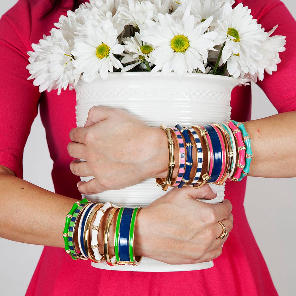 Enamel Stone Bamboo Bracelet: Navy