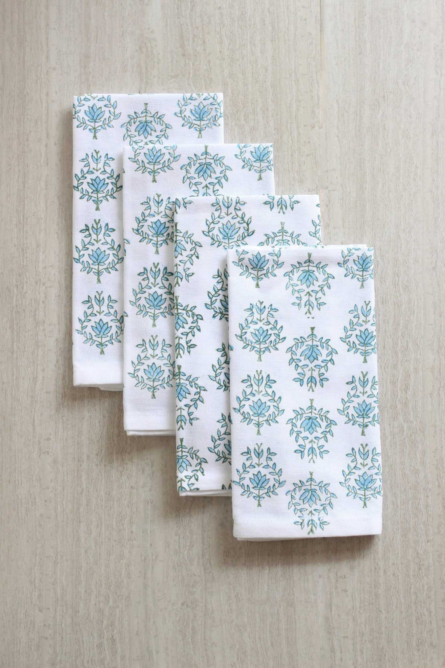 Dinner Napkins (set of 4) - Lotus, Sage & Uniform Blue