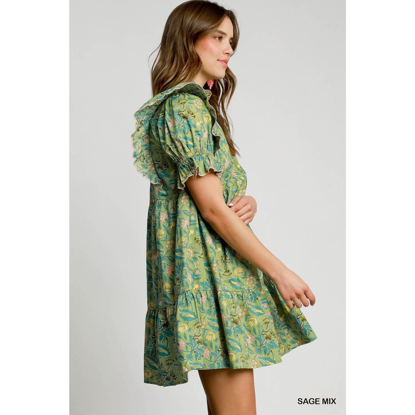 The Mila Sage Block Print Dress