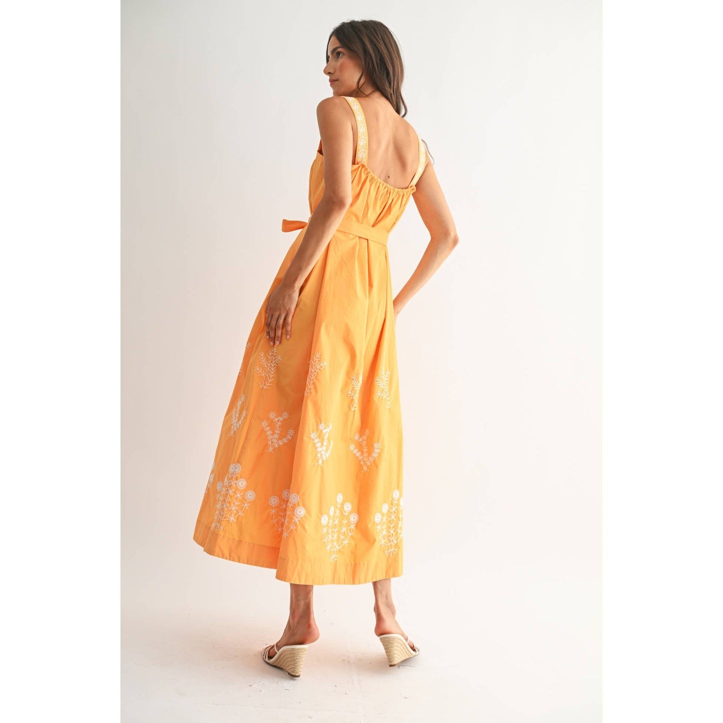 The Willa Embroidered Orange Sundress