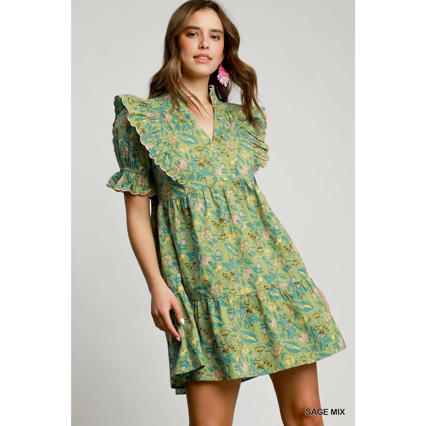 The Mila Sage Block Print Dress