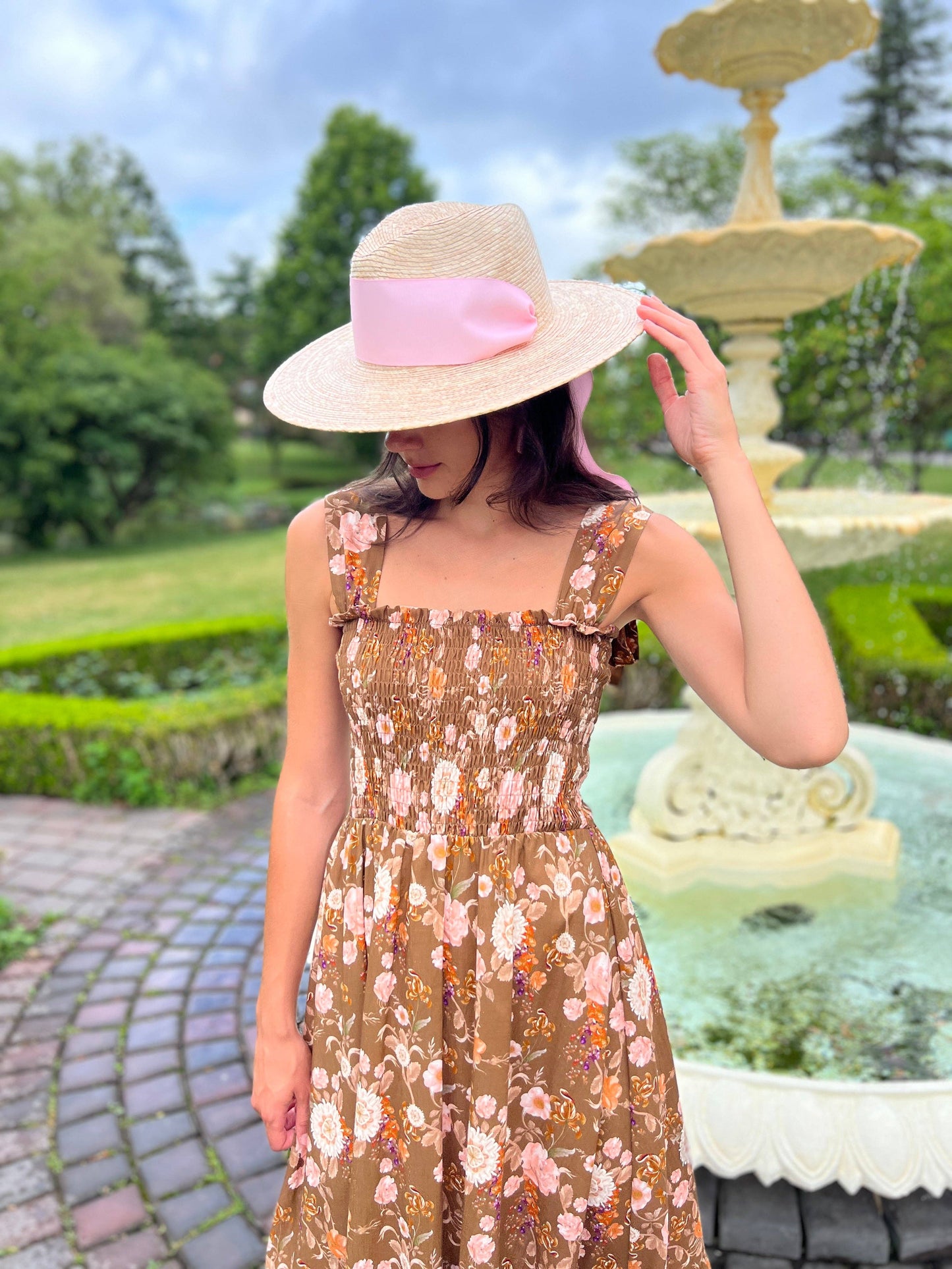 The Maeve Bow Maxi Dress Brown Chinoiserie