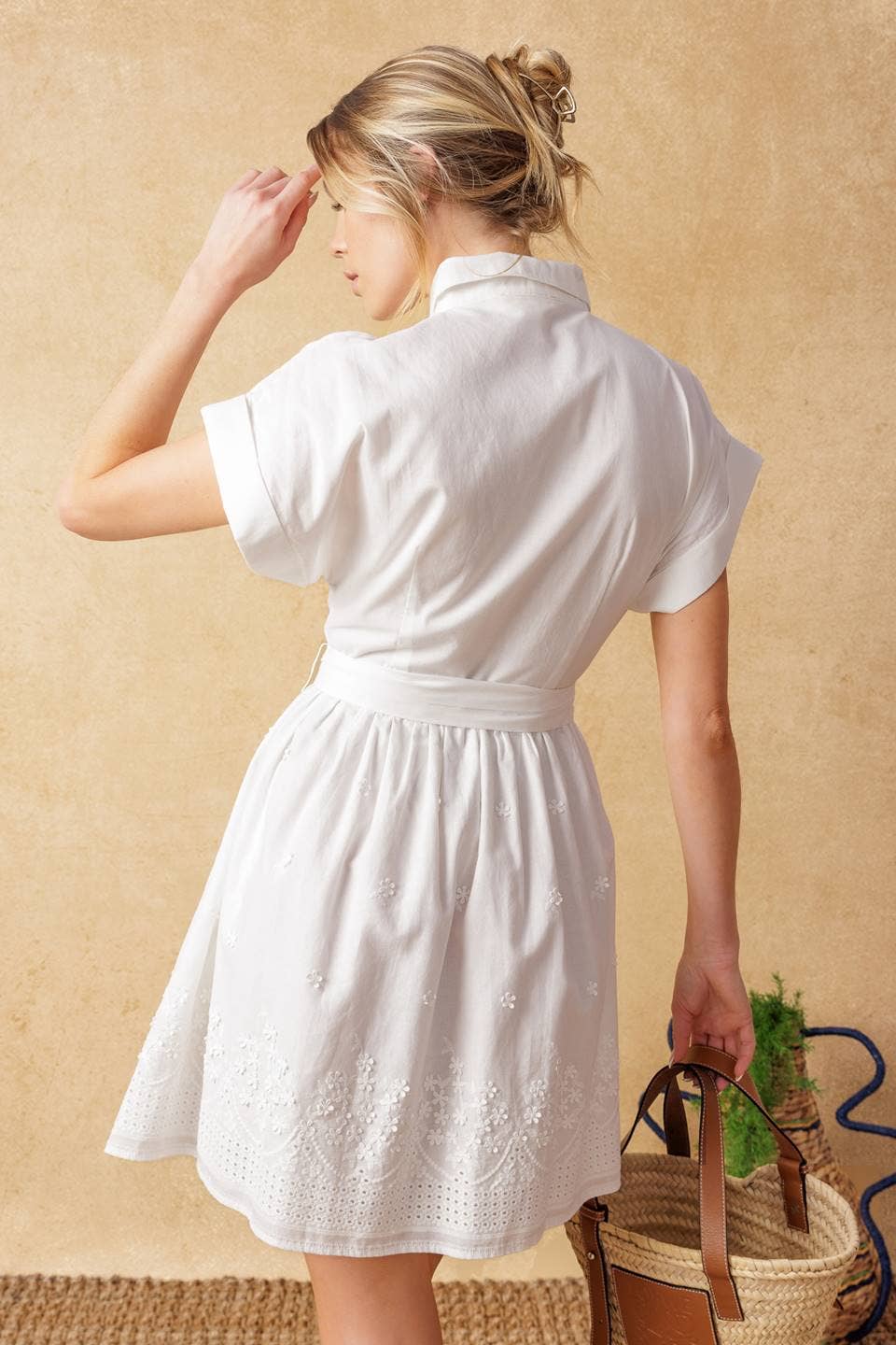 The Isla White Embroidered Mini Dress