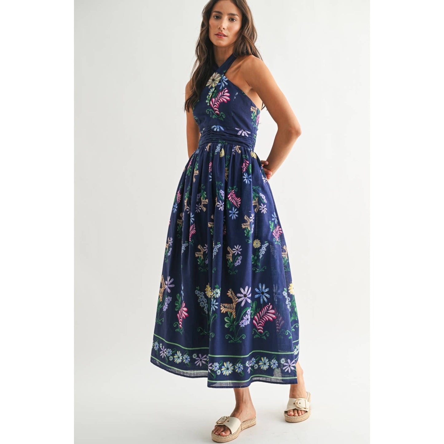 The Mila Floral Midi Halter Dress