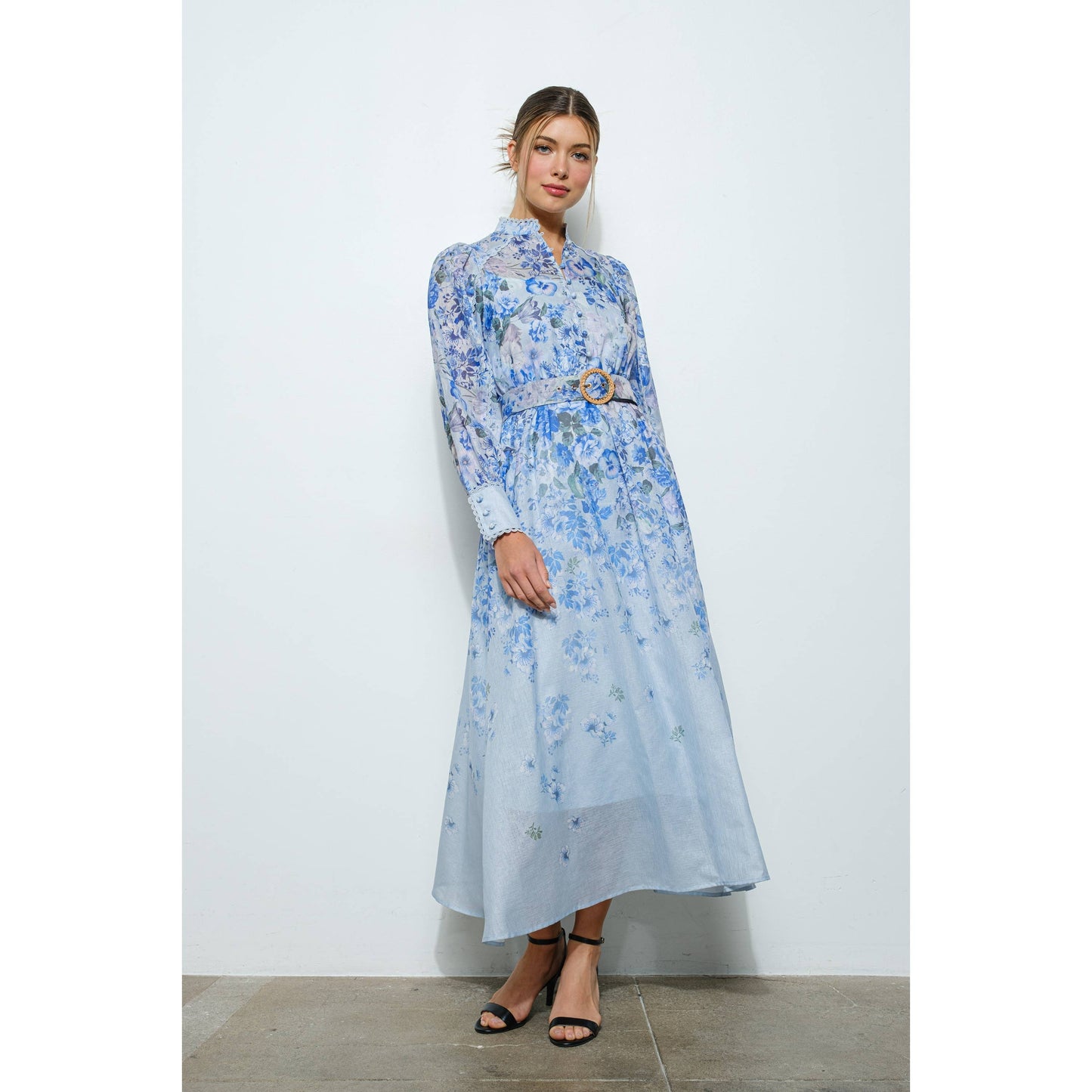 The Mitchell Long Sleeve Floral Belted Maxi Dress - FINAL SALE