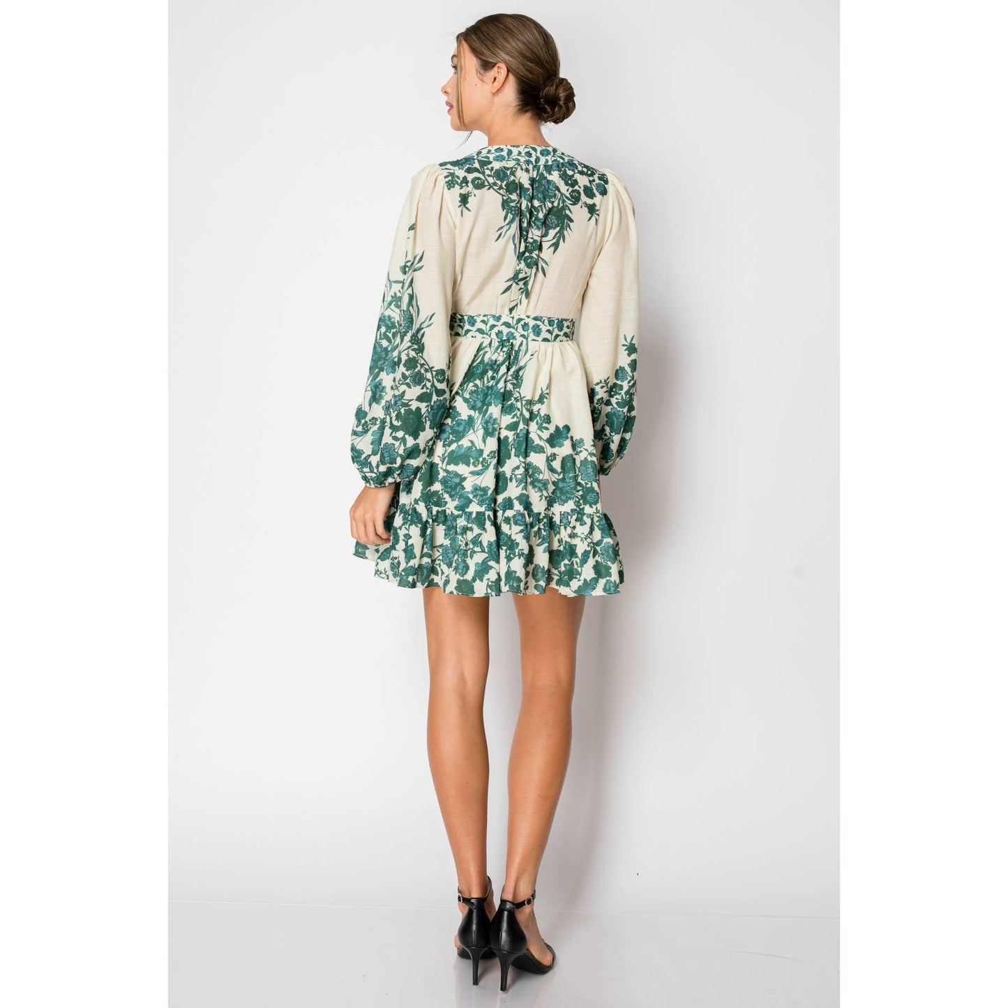 The Betsy Floral ivory and pine wrap dress - FINAL SALE