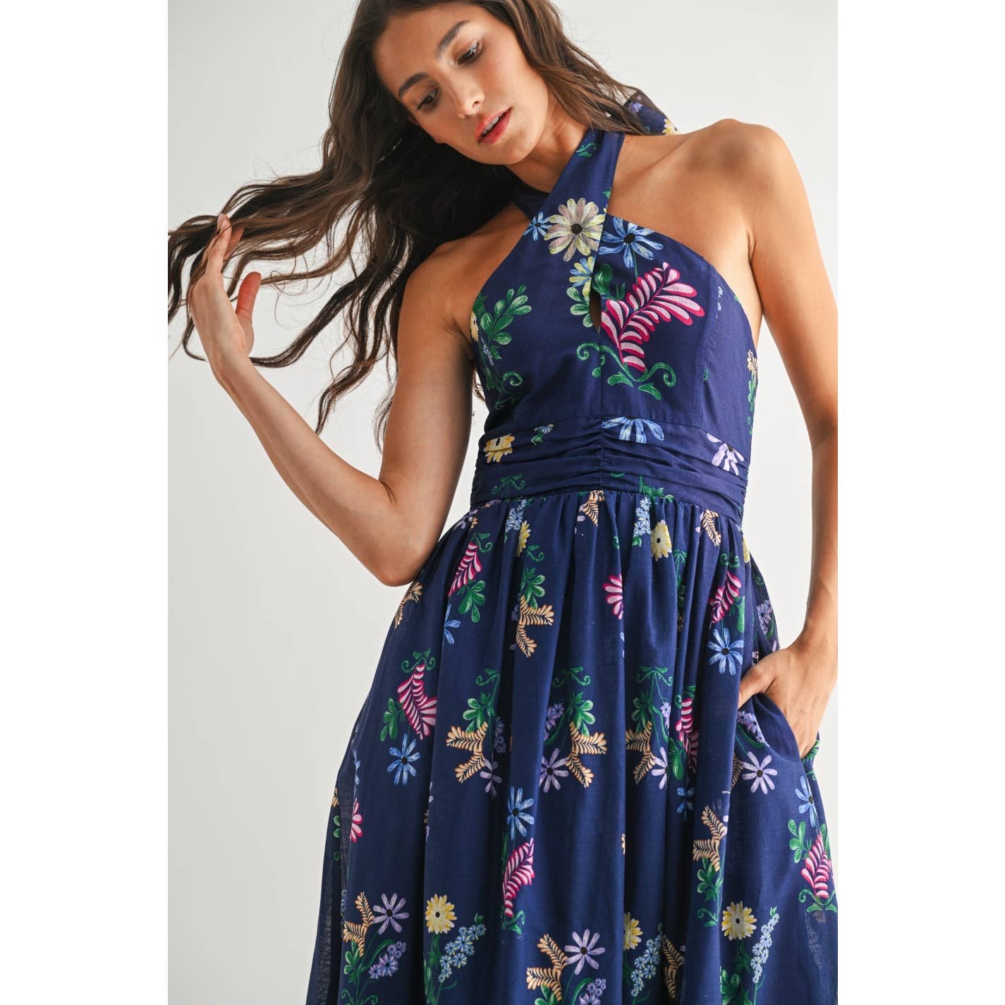 The Mila Floral Midi Halter Dress