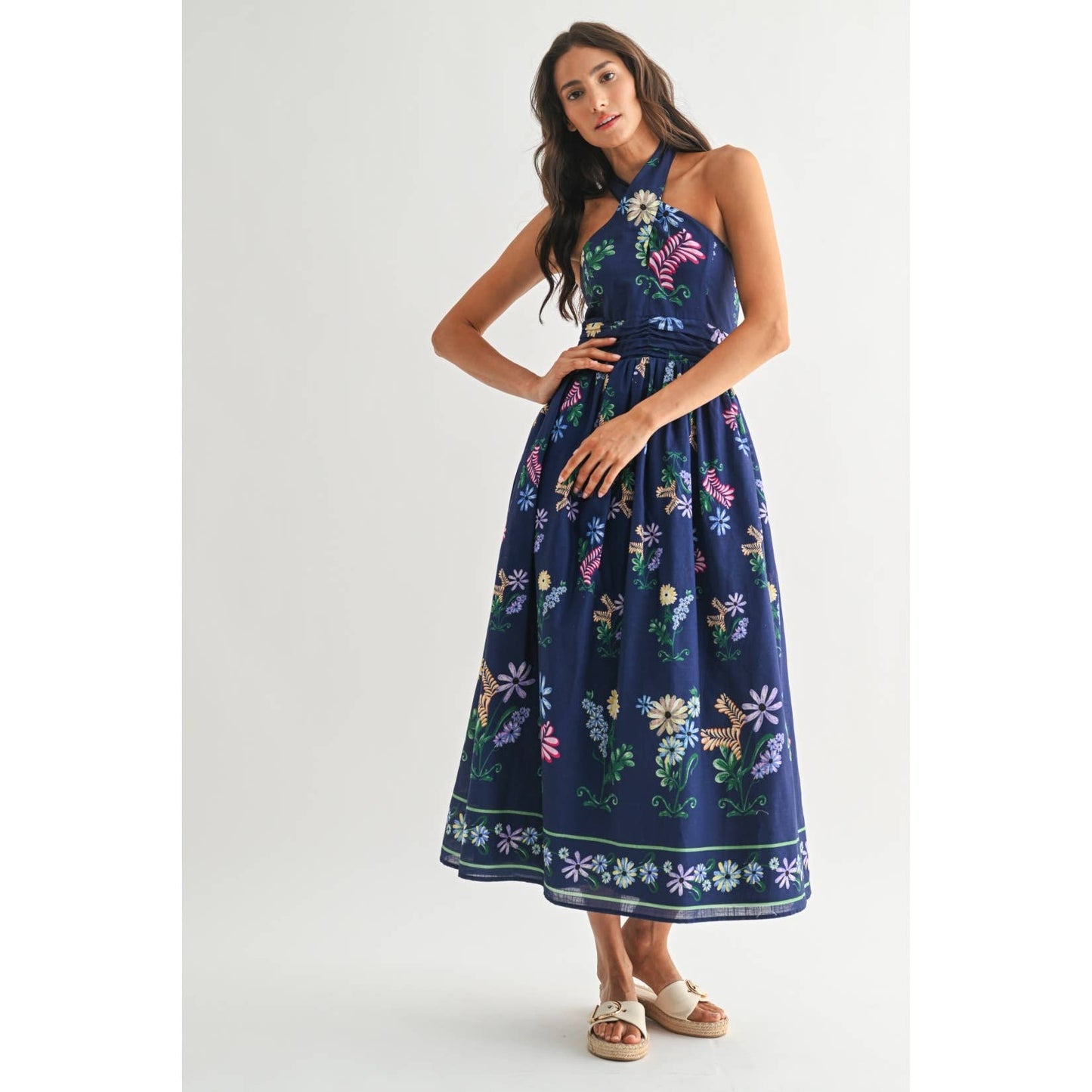 The Mila Floral Midi Halter Dress