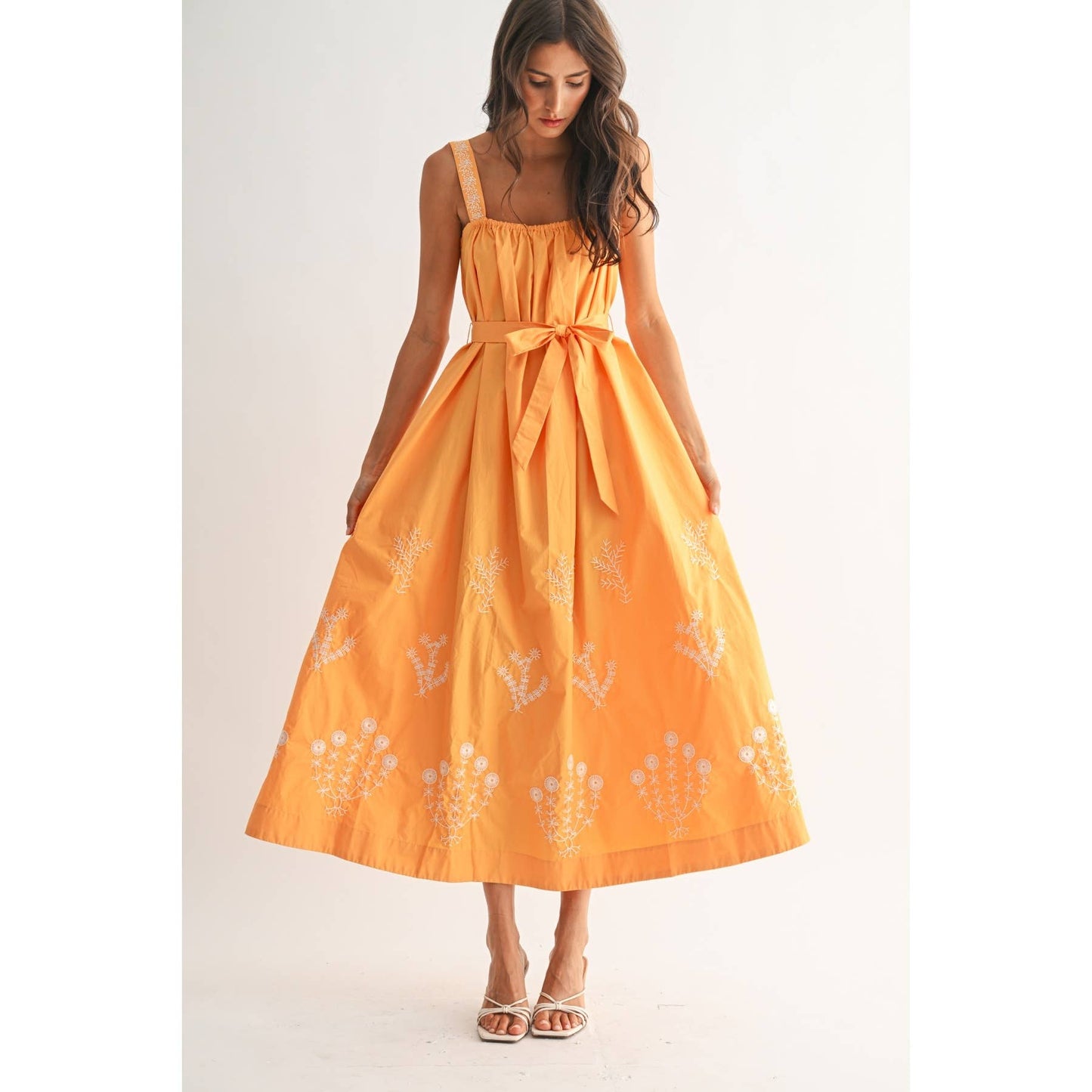 The Willa Embroidered Orange Sundress The Willa Embroidered Orange Sundress